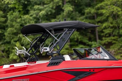  sunshade up on the H20 wake boat