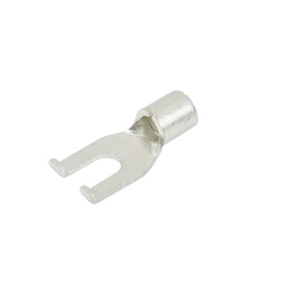 Non-Insulated Flanged Spade Terminal with metallic finish, suitable for electrical connections.