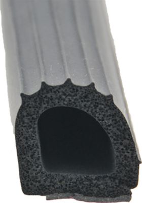 AP Products 01820610 Peel N Stick Seal, Ribbed Foam D Seal Black W/Hats Red Tape Boxed, 1" x1" x 10'