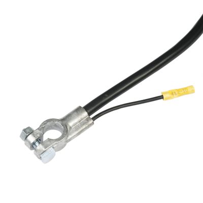 Black top post battery cable with leads, featuring a durable metal connector and insulated wire for reliable power transfer.