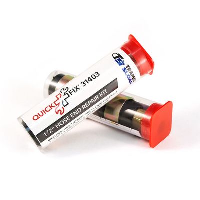 Tramec Sloan Quick Fix Kit with red end caps and tube packaging, featuring 1/2" hose end repair components.