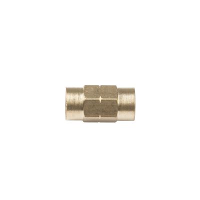 Japanese standard steel brake line union with hexagonal design and cylindrical shape.