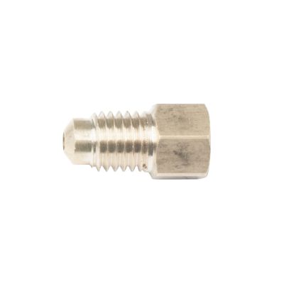 Brass adapter featuring female and male inverted ends, highlighting its durable construction and versatile design.