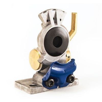Blue Tramec Sloan 441004 Shut-Off Style Service Gladhand with metallic and rubber components.