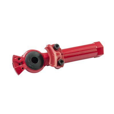 Red Tramec Sloan emergency gladhand and grip combo with black accents, featuring a durable design.
