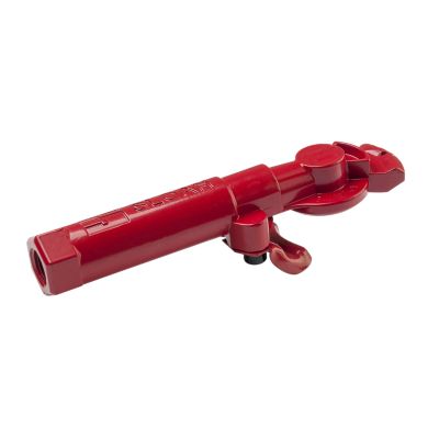 Emergency gladhand and grip combo, powder coated red, designed for secure and efficient air brake connections.