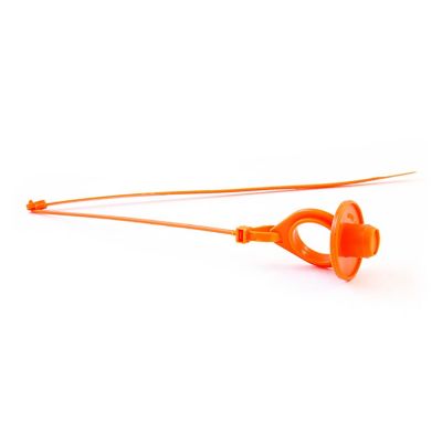 Orange Tramec Sloan 441721 Gladhand Pacifier with long extension cord on white background for air brake systems.