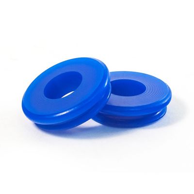 Blue poly gladhand seal from Tramec Sloan, featuring a circular design ideal for pneumatic connections.