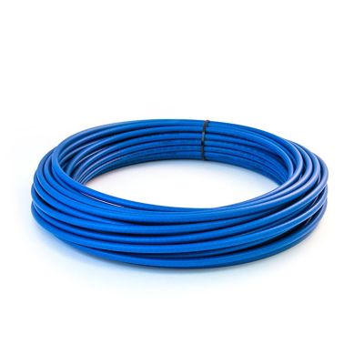 Blue Tramec Sloan nylon air brake tubing coiled neatly for automotive use.