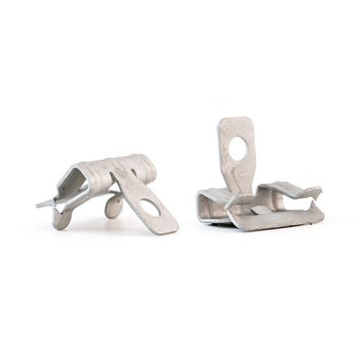 Metal Tramec Sloan 451088 frame clip with holes for secure attachment, ideal for structural support and assembly.