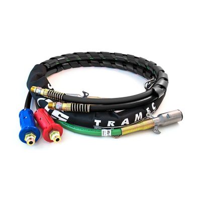 Tramec Sloan 451097 hose wrap with Dura-Grip ends; durable, black 3-in-1 hose design featuring colorful connectors.