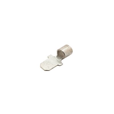 Male non-insulated push-on terminal for electrical connections. Silver finish, designed for secure and efficient wire attachment.