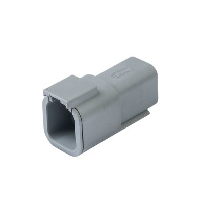 Gray Amphenol ATM04-6P, a durable 6-way receptacle with secure locking mechanism for reliable connections.
