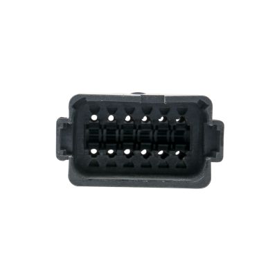 AT Series 12-way receptacle with strain relief, featuring durable black housing and precision connectivity design.