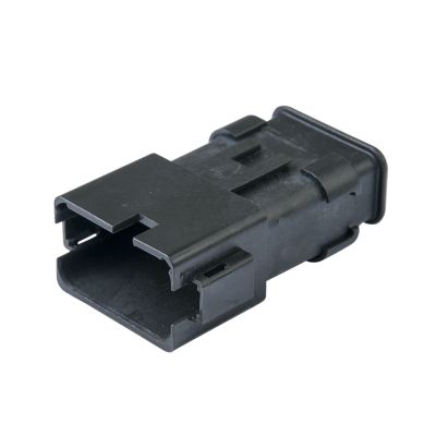 Black Amphenol AT 12-way receptacle with strain relief, showcasing connector design for secure and durable electrical connections.