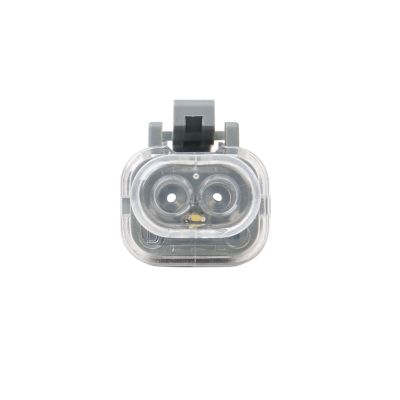 AT Series 12V plug with LED, showcasing dual connectors and a transparent casing for enhanced visibility and functionality.