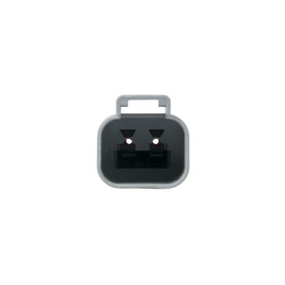 Close-up of a 2-way AT Series receptacle housing, highlighting its dual-slot design and durable gray casing.