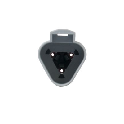 3-way AT Series receptacle housing, triangular design with three connection points on a white background.