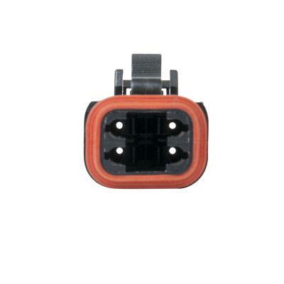 AT Series Plug with strain relief, 4-way connector. Durable design for secure electrical connections.