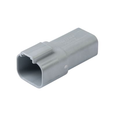 Amphenol AT04-4P, durable gray 4-way receptacle connector with secure locking mechanism for reliable electrical connections.