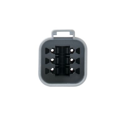 AT Series 6-way receptacle housing featuring a compact design with six slots for secure connections.