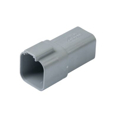Gray Amphenol AT04-6P, 6-way receptacle connector featuring a rectangular shape for secure electrical connections.