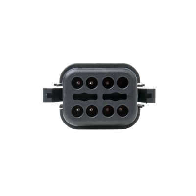 AT Series 8-Way Plug with Strain Relief, featuring robust design and multiple connection ports for secure electrical installations.