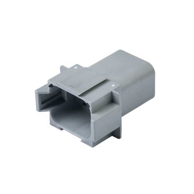 Gray Amphenol AT04-08PA 8-way receptacle with a secure, durable casing design.