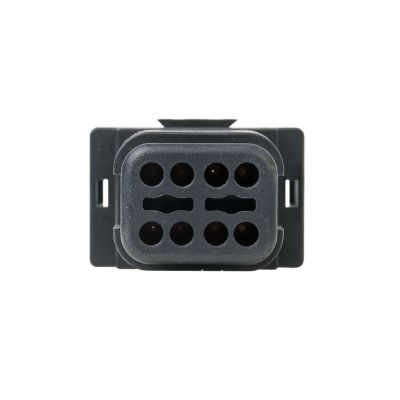 AT Series 8-way receptacle with strain relief, front view showing socket design and durable black housing.