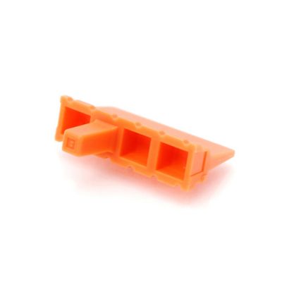 Orange Amphenol AWM-12P ATM 12-way receptacle wedge in a sleek design, showcasing its durable build and versatile connectivity.