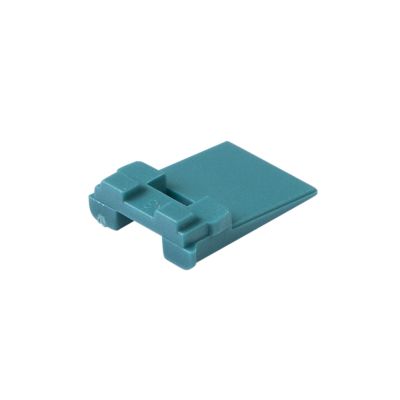 Blue Amphenol AW2P, AT 2-way receptacle wedge displayed on a white background.