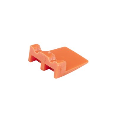 Orange Amphenol AWP-2P ATP 2-way receptacle wedge, showcasing a simple, durable design for electrical connections.