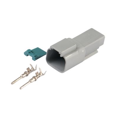 Amphenol AT Connector Kit with 2-way receptacle and components, ideal for 16-14 Ga wiring solutions.