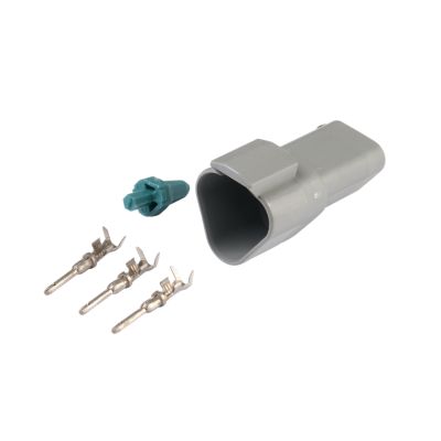 Amphenol AT Connector Kit with 3-way receptacle and contact pieces, ideal for versatile electrical connections.