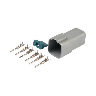 Amphenol AT Connector Kit, 6-way receptacle with pins and accessories, ideal for secure electrical connections.