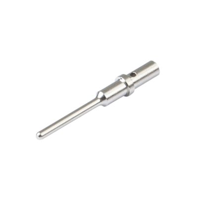 Solid nickel ATM pin contact, Amphenol AT60-202-20141, shown in a detailed close-up, metallic finish.