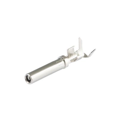 Nickel AT socket contact, size 16, for 16-14 gauge wires, showcasing a sleek and durable design.