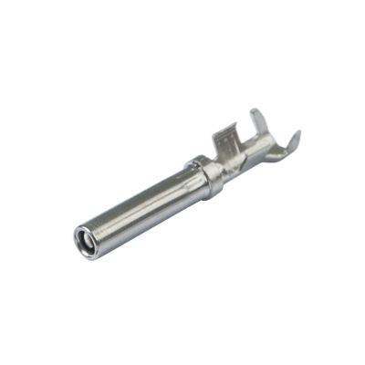 Nickel-plated Amphenol AT62-16-0122-LP socket contact with silver finish, designed for electrical connectivity, size 16.