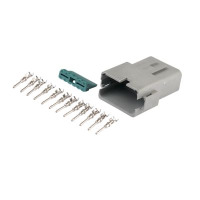 Amphenol AT Connector Kit with 12-way receptacle and pins, showcasing the components and design of a durable electrical connector.