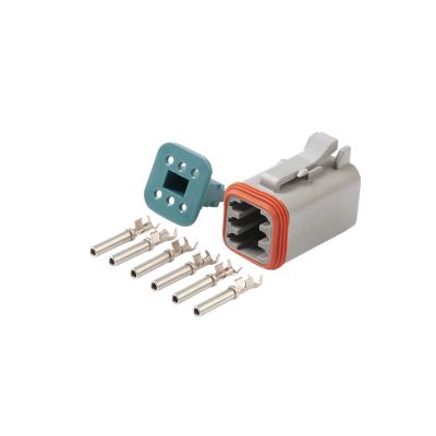 Amphenol AT Connector Kit, 6-way plug with terminals, showcasing durable design and assembly components.