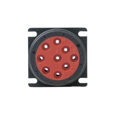 AHD Series 9-position connector receptacle with a circular layout and durable black and red design.
