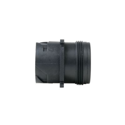 AHD Series Connector Receptacle, side view, black, 9-position, showcasing threaded design and durable construction.