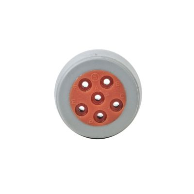 AHD Series Connector Plug with 6 positions, featuring a circular design with an orange center and labeled sections.