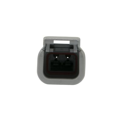 DEUTSCH DTM Series 2-Way Receptacle, gray housing, front view showcasing connector design for secure wiring solutions.