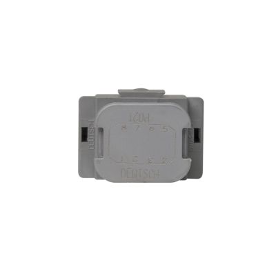 Deutsch DT Series 8-Pin Bussed Receptacle, gray connector with secure enclosure for reliable electrical connections.