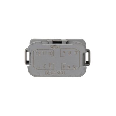 Deutsch DT Series Bussed Receptacle with Two 6-Pin Busses, featuring a durable gray design and precise pin alignment.