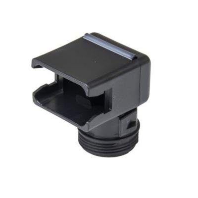Black Deutsch DT backshell for 12-way plug, featuring a 90-degree angle, enhancing secure electrical connections.