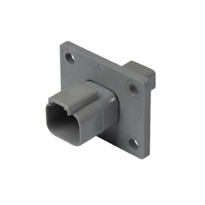Deutsch DT04-2P-L012 connector, 2-way receptacle with flange mount, durable and compact for secure electrical connections.