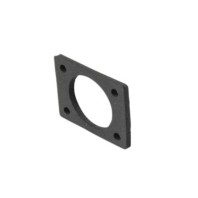 Black Deutsch DT gasket for 2-way and 3-way flange receptacles, showcasing its durable rectangular design with a central hole.