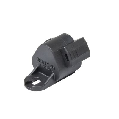 Deutsch DT Series 3-way plug dustcap, black, featuring a protective cover and durable construction for secure connection.